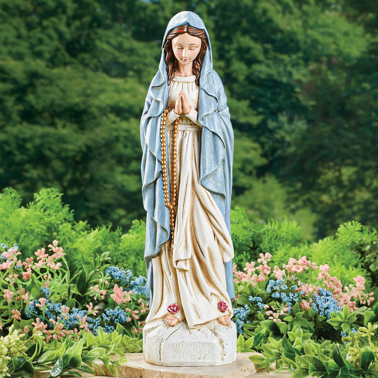 Collections Etc Hand-Painted Virgin Mary Beautiful Garden Statue
